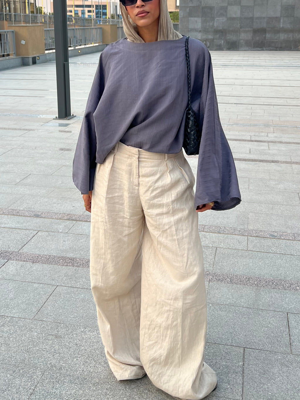 Navy Flowy Blouse